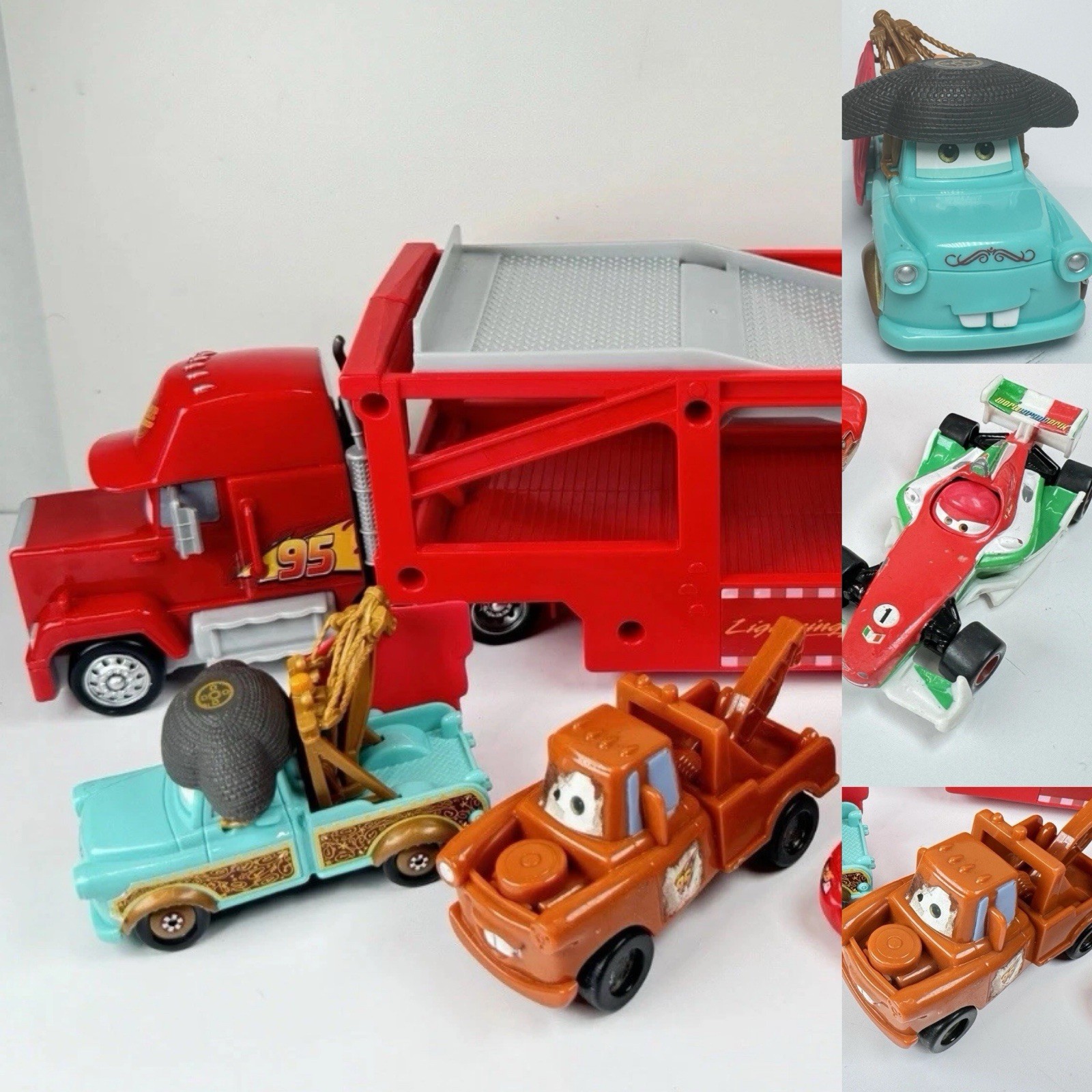 Disney Pixar Cars Lot 5 Mack Transporter Lightning McQueen Mater El Materdor