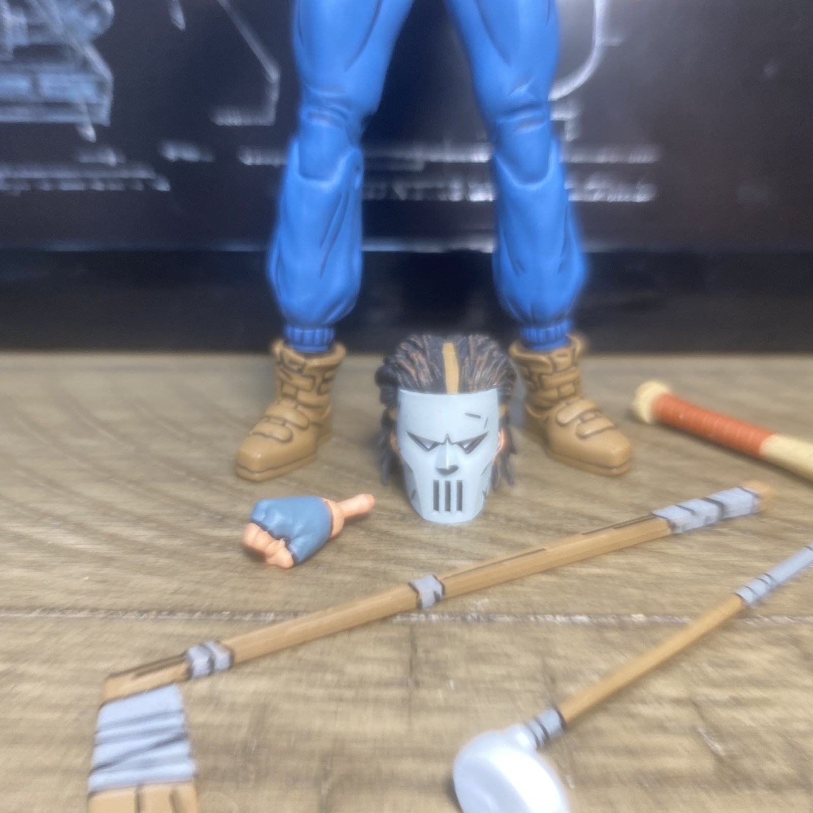 Neca MIRAGE CASEY JONES Gray w/ BODYCOUNT HEAD TEENAGE MUTANT NINJA TURTLES 7in.