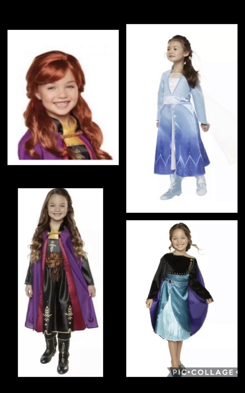 3 NWT Disney FROZEN II Dresses Sz 4-6X & 1 Anna Wig