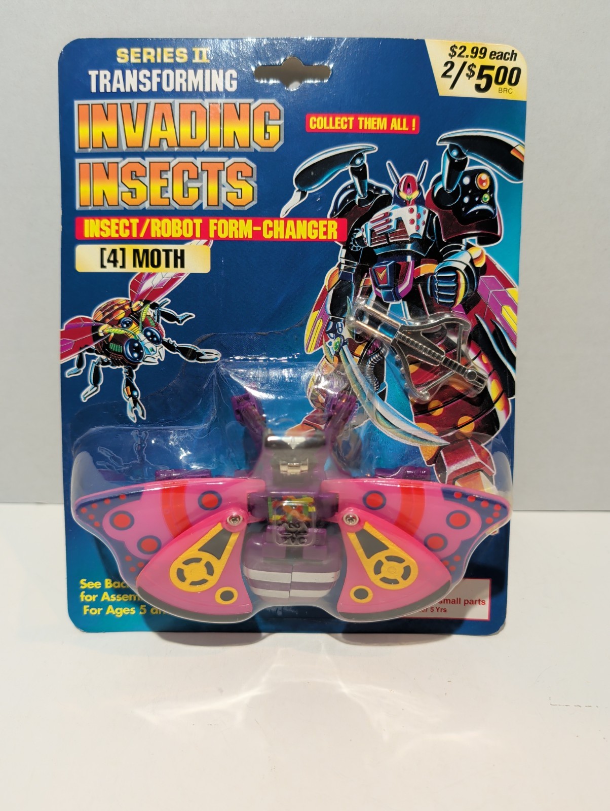 Transforming Invading Insects Moth Action Figure New Vintage Sealed On Card
