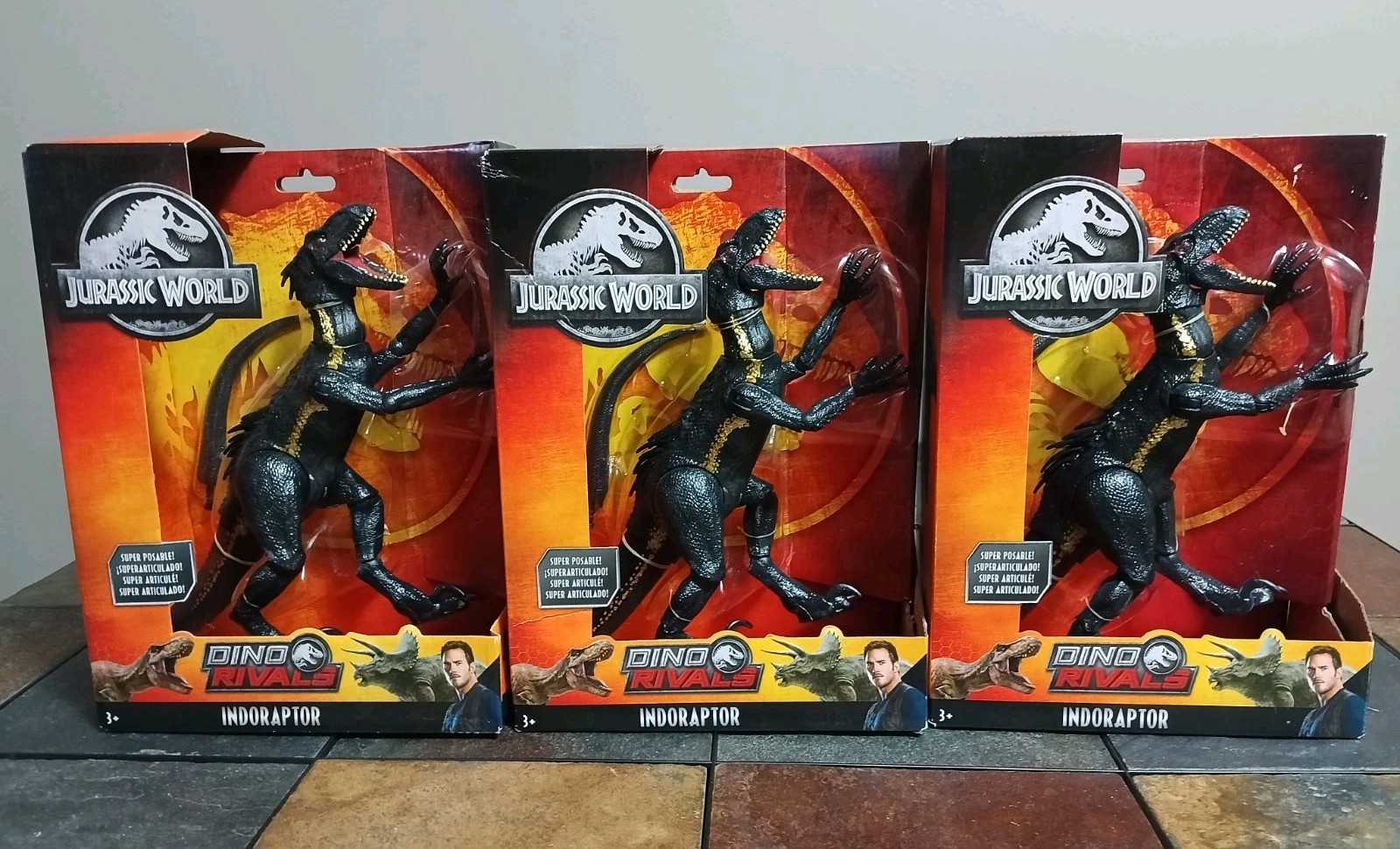 Lot of(3) 2018 Mattel Jurassic World Dino Rivals Indoraptor Action Figure W/Card