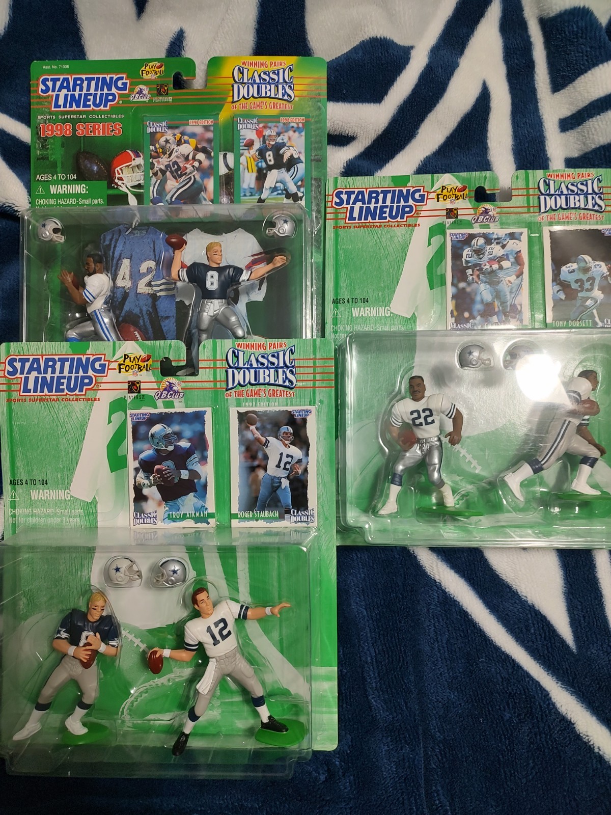 5 Cowboys Action Lot Emmitt Smith Staubach Aikman Dorsett Moose Johnston Lot