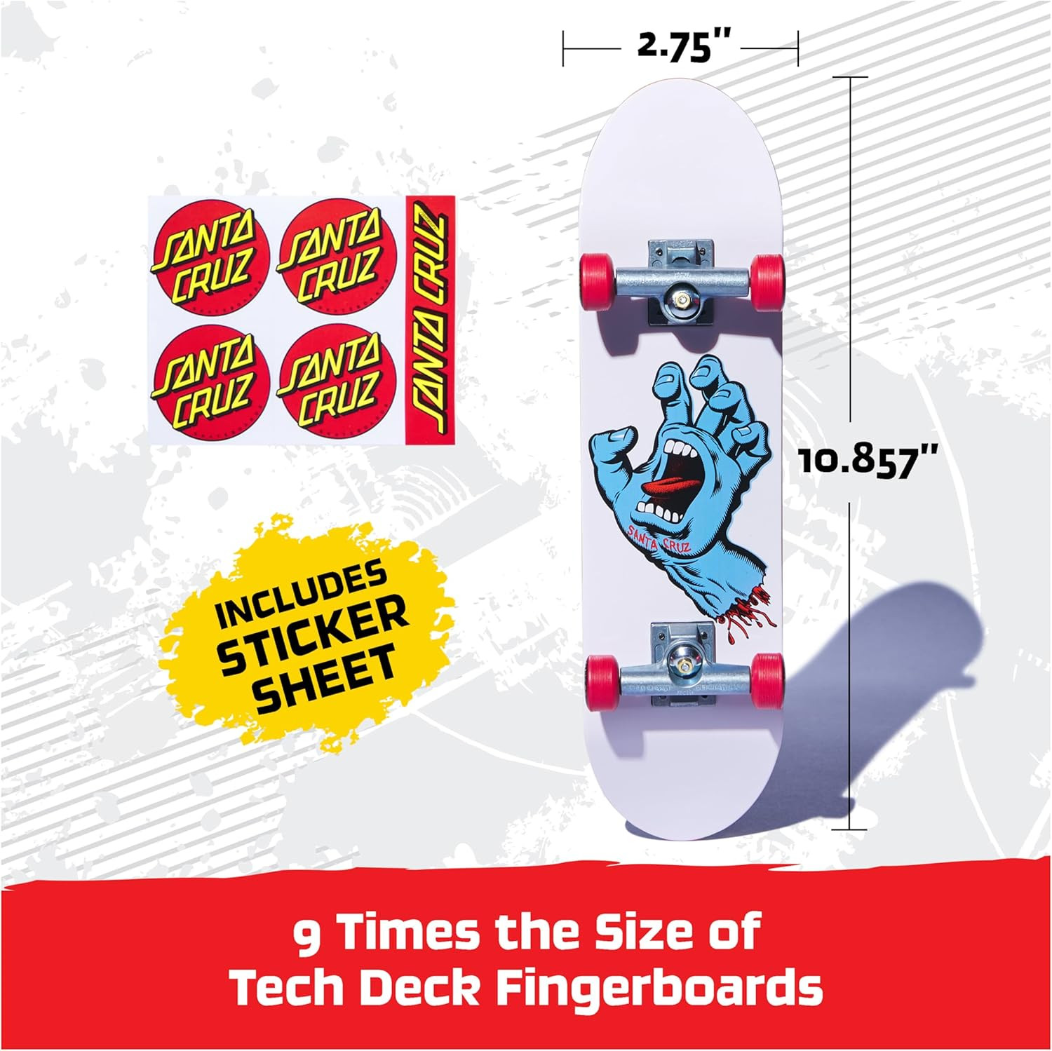 TECH DECK, Santa Cruz Handboard; Authentic Mini Skateboards, Kids Toys for Boys
