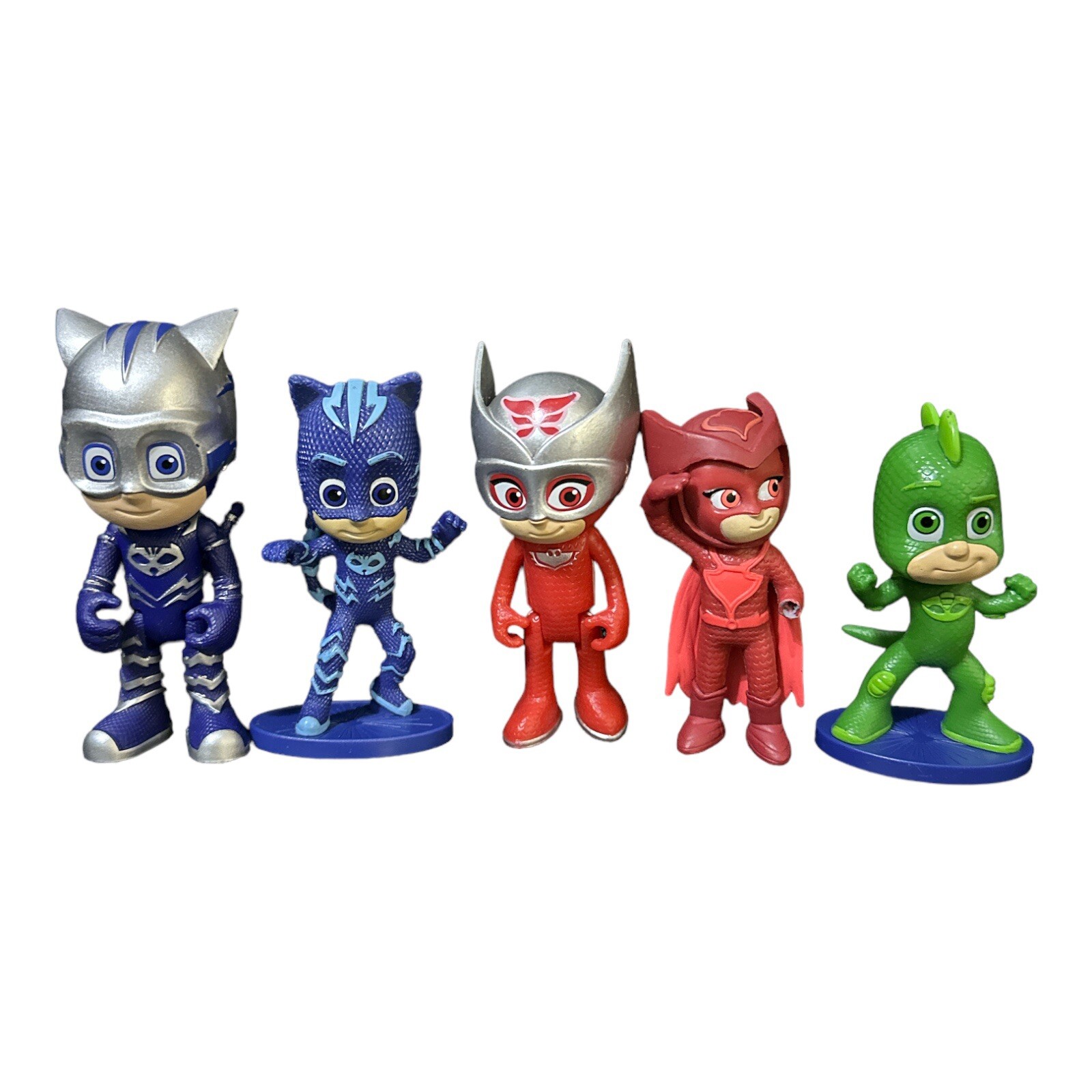 5 PJ Masks Figures Lot Catboy Owlette Gekko 2.75&Prime; to 3.5&Prime; Green Blue Red