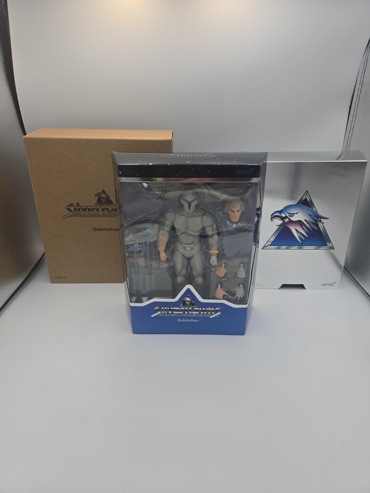Super7 Ultimates Silverhawks Quicksilver 7&Prime; Action Figure. New In Open Box.