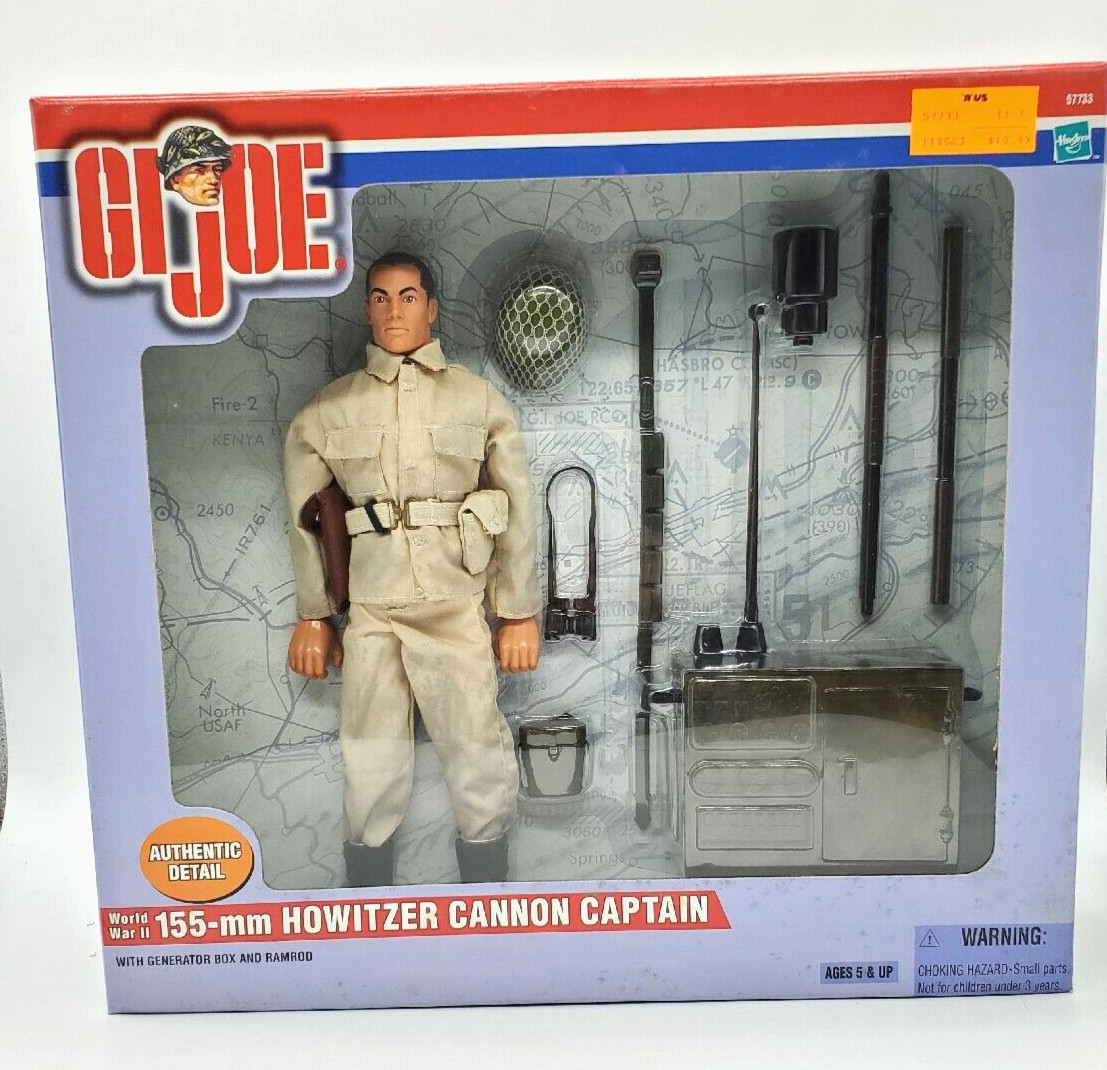 GI Joe WWII 155mm HOWITER CANON CAPTAIN 2000 12&Prime; Action Figure Set