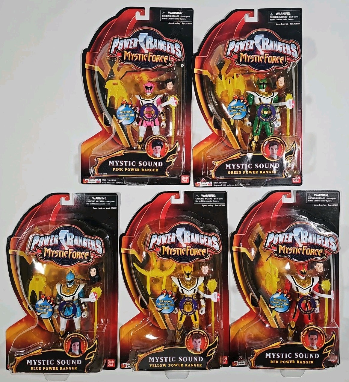 2006 Power Rangers MYSTIC FORCE Sound SET Red Blue Green Pink Yellow Figure NEW
