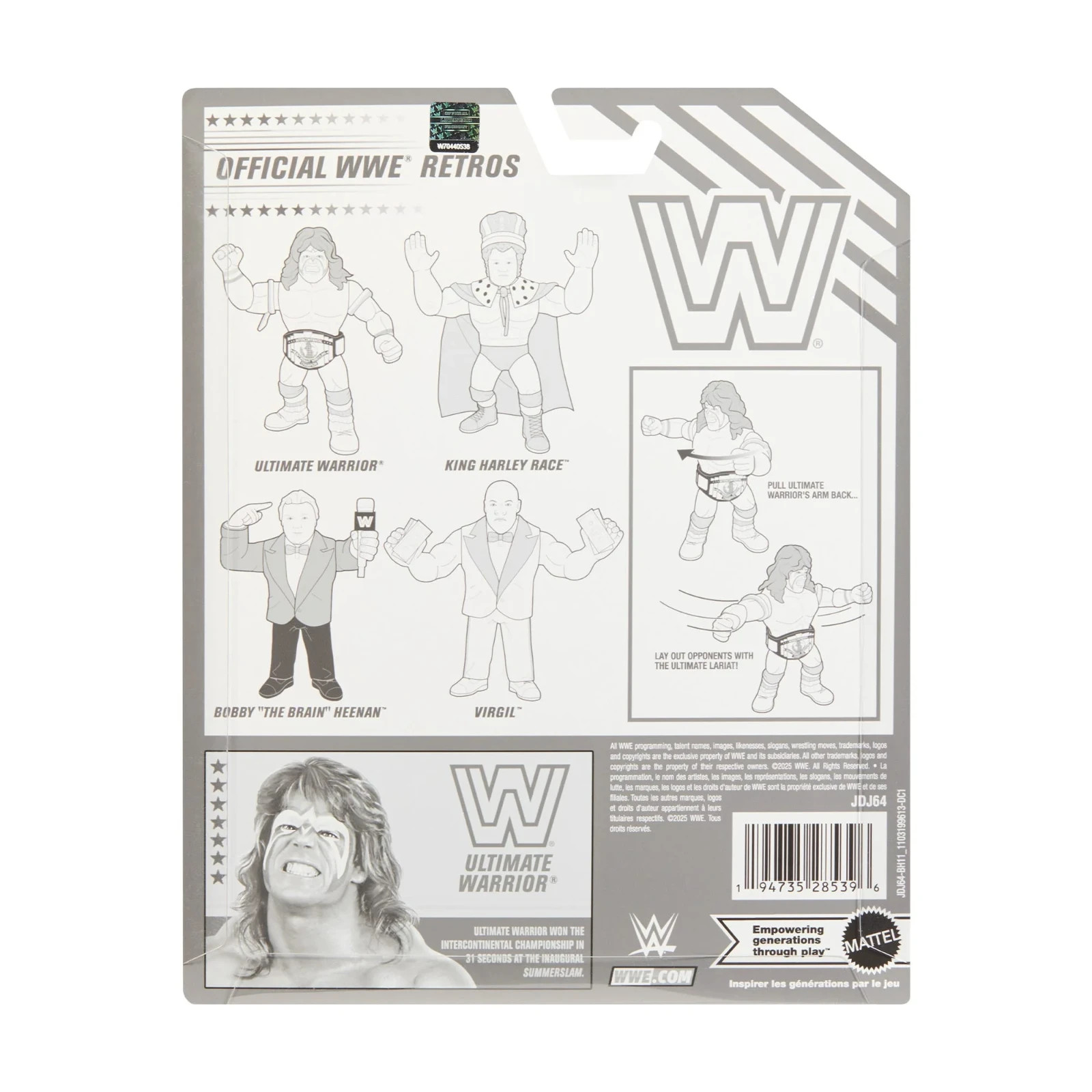 WWE Retro 4 Pack Ultimate Warrior Virgil Bobby Heenan King Harley Race Figure