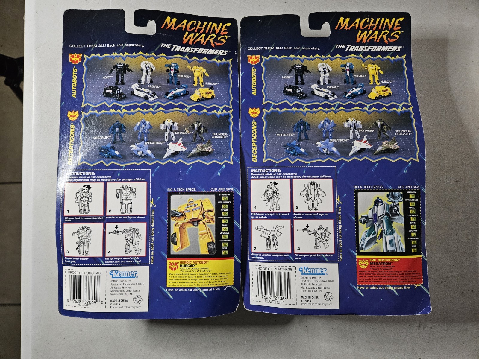 MACHINE WARS Evil Decepticon MEGATRON & HUBCAP by Hasbro 1996 Kenner NIB LOT 2
