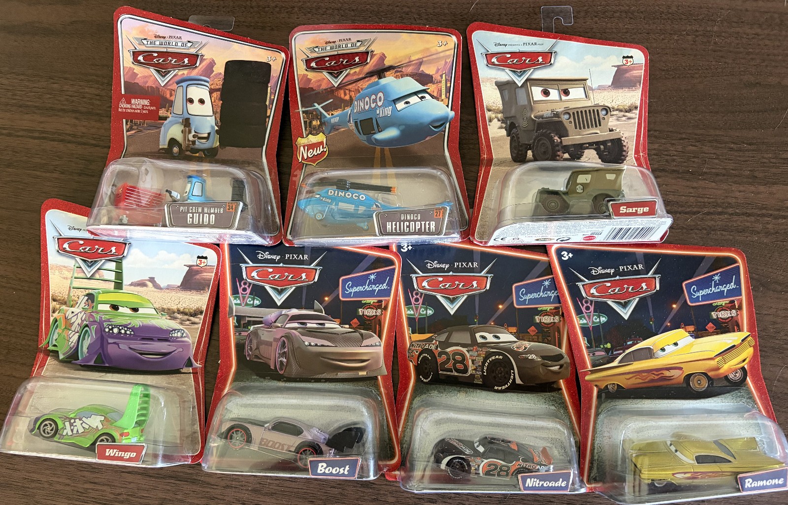 Disney Pixar « 7&prime; »Cars »: Wingo, Boost, Nitroade, Ramone, Guido, Helicoper, Sarge