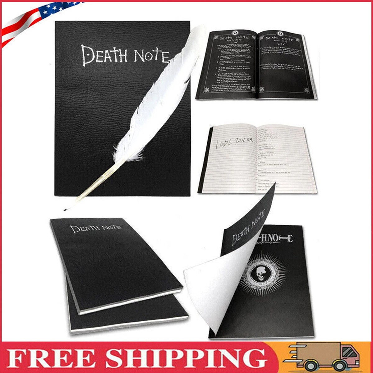 Death Note Notebook Anime Cosplay with Feather Pen Writing notebook Journal
