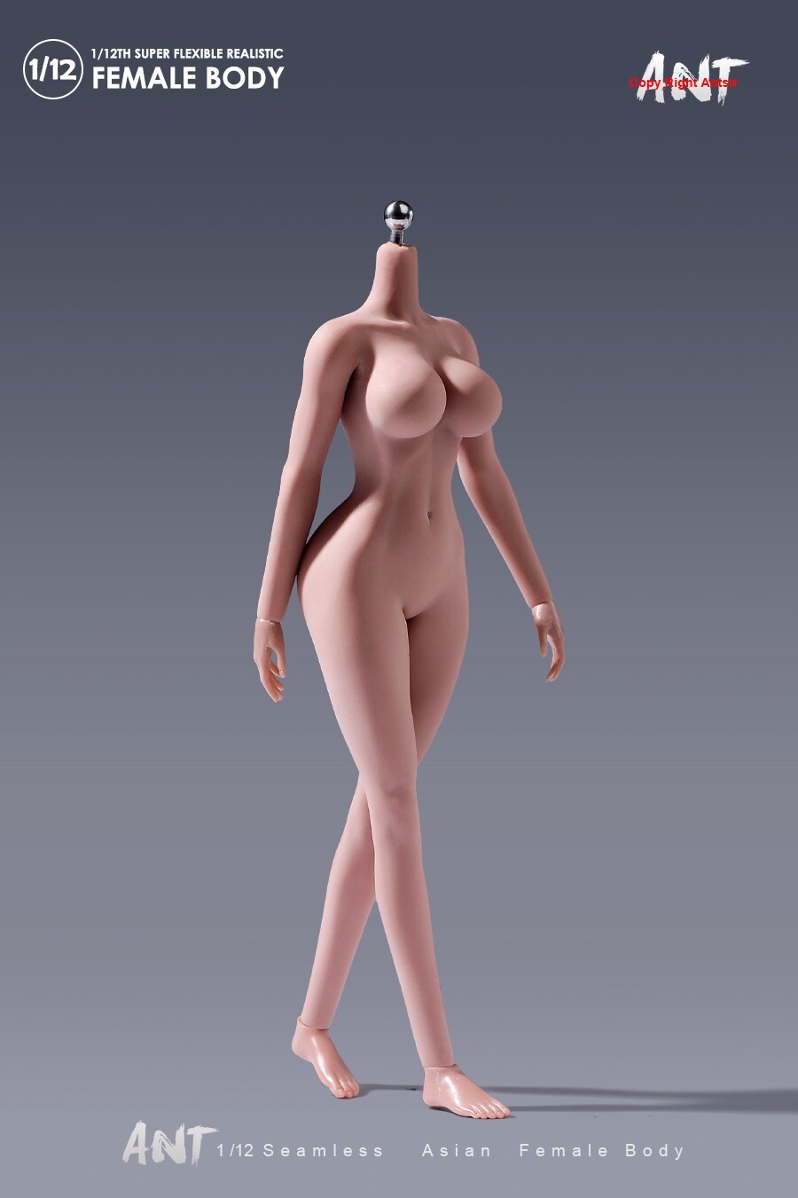 US 1/12 Large Breast Plump Hip Suntan Seamless Body For 6&Prime; Female Action Figure