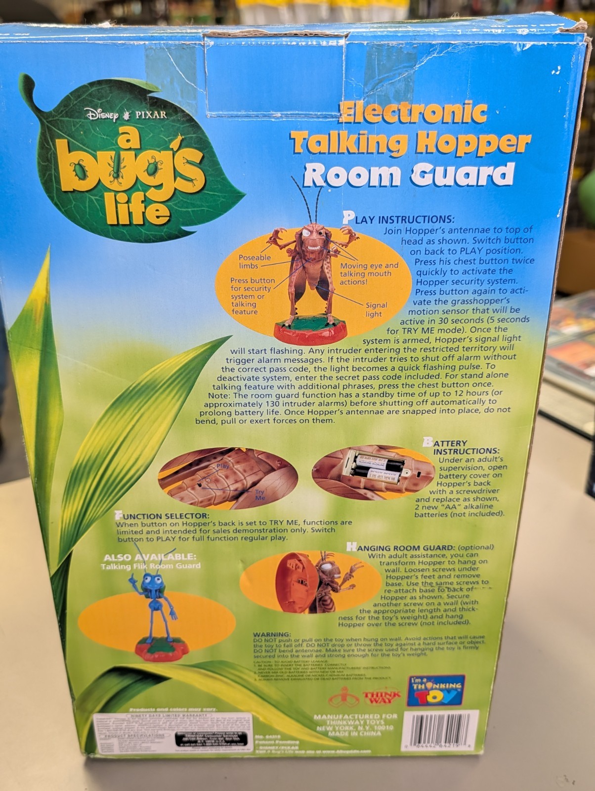 Thinkway A Bug&rsquo;s Life Hopper Talking Room Guard Thinkway Toys 1998 Disney Works