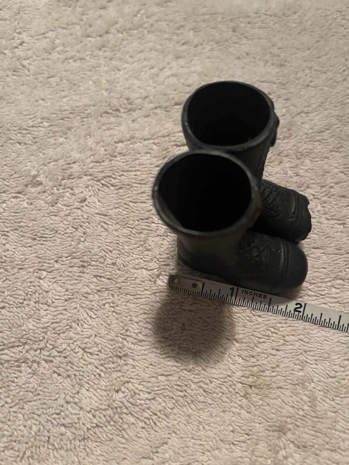 Vintage GI Joe (1) Pair Of Tall Black Jump Boots Laces Laying Down (R)