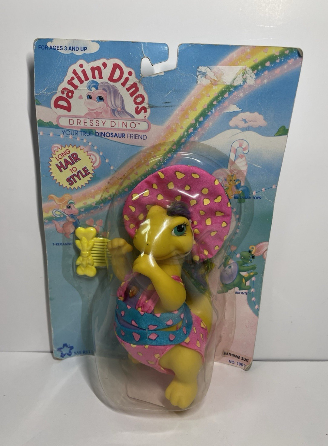 RARE VTG 1992 Meritus Darlin&rsquo; Dinos Yellow Bronte Dressy Dino Bathing Suit 10634