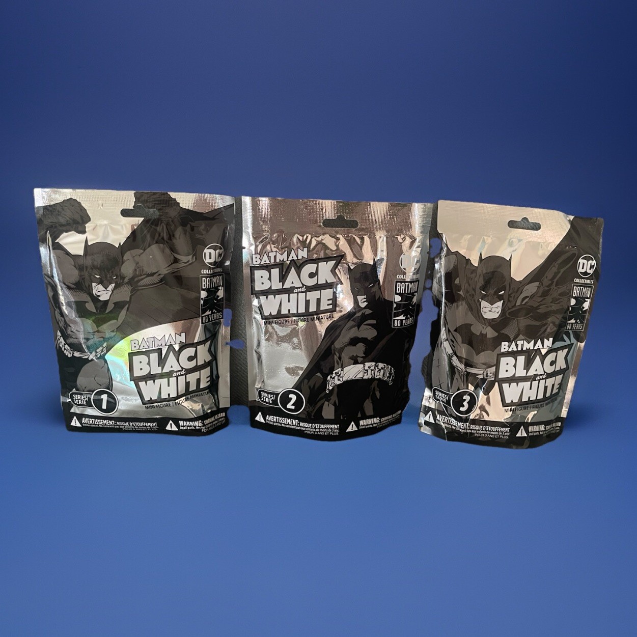 NEW 3x Batman Black White Mini Figure Series 1 2 3 sealed DC Comics 80 years