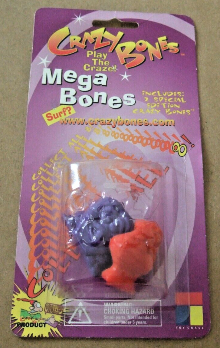 RARE NEW CRAZY BONES * MEGA BONES SURF? * PURPLE-CORNY & ORANGE-MARTY # 00330