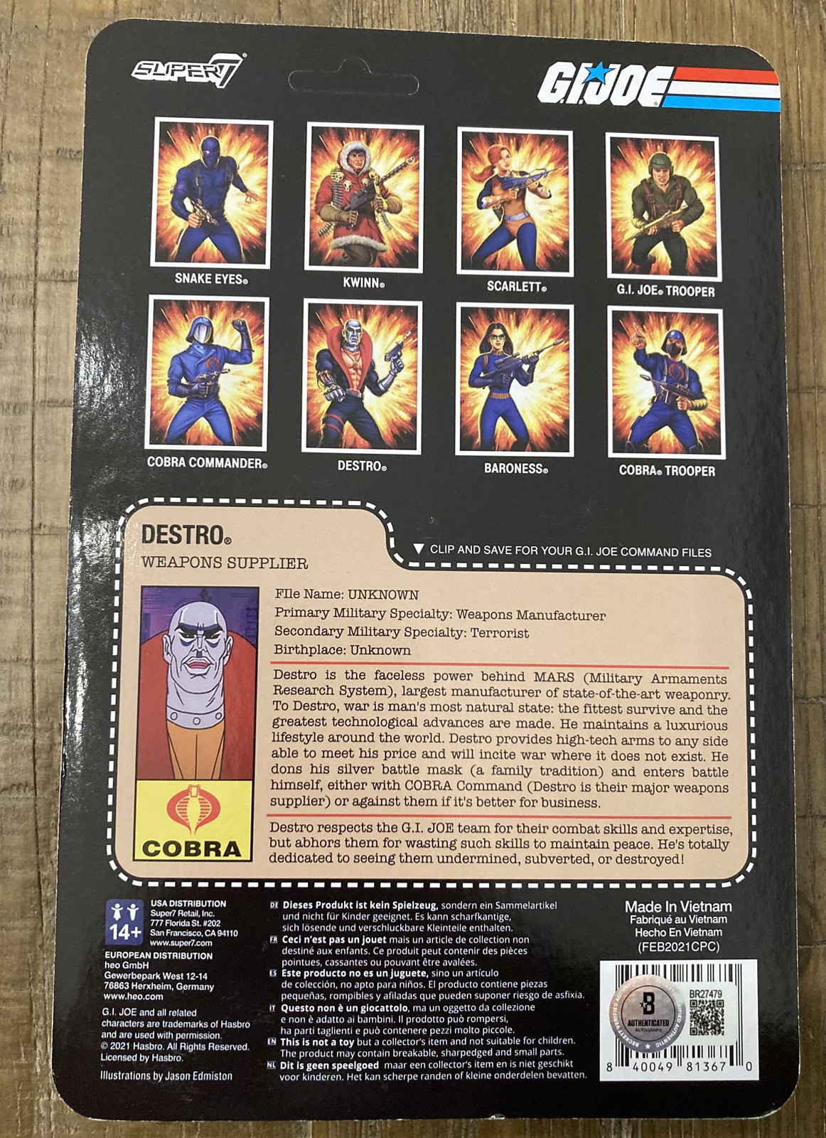 Larry Hama Signed GI Joe 2021 Destro Action Figure Beckett BAS