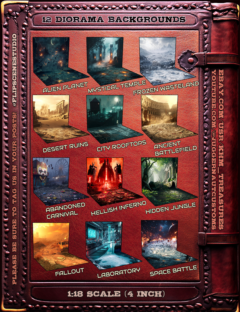 Flip Scene Studio Book 1 Essentials Pack – 1:18 Scale Action Figure Diorama Set