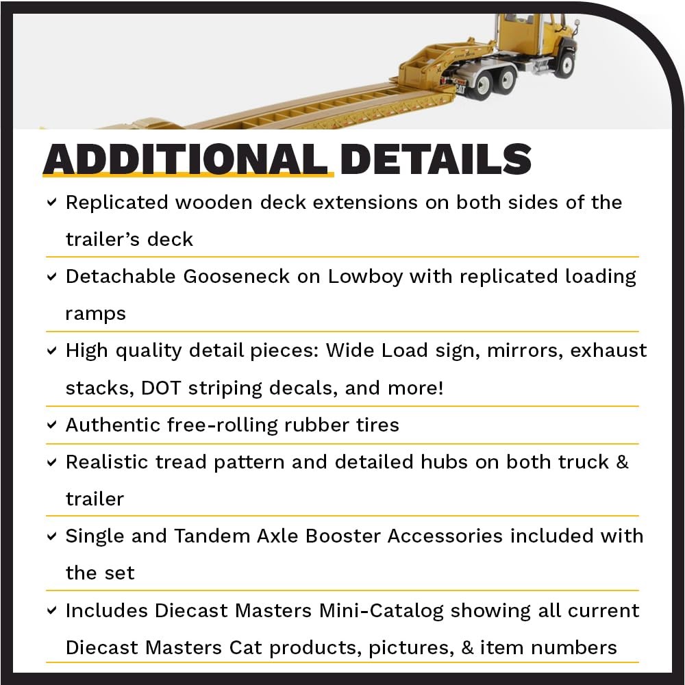 Diecast Masters Caterpillar CT660 Day Cab Tractor & XL120 Lowboy Trailer, Core