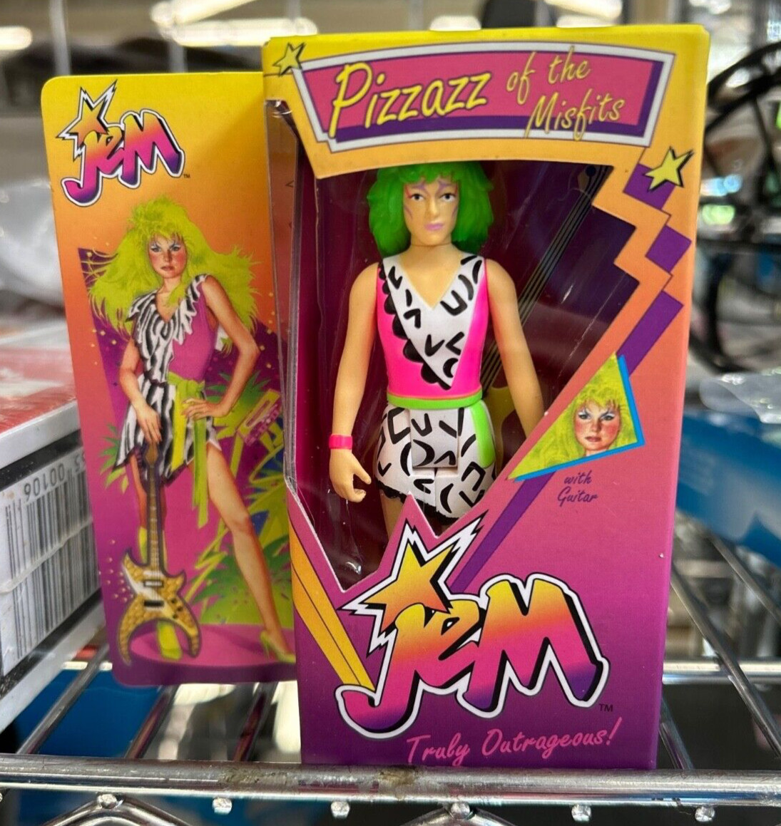 SDCC22 Jem & The Holograms Pizzaz Neon Retro Box 3 3/4 inch ReAction Figure NIB