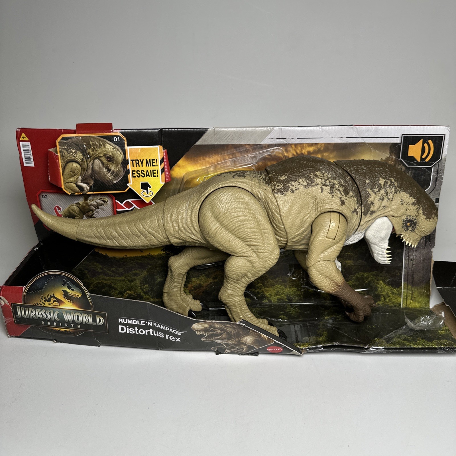 Jurassic World Rebirth Distortus Rex Rumble&rsquo;n Rampage 22” Damaged Box