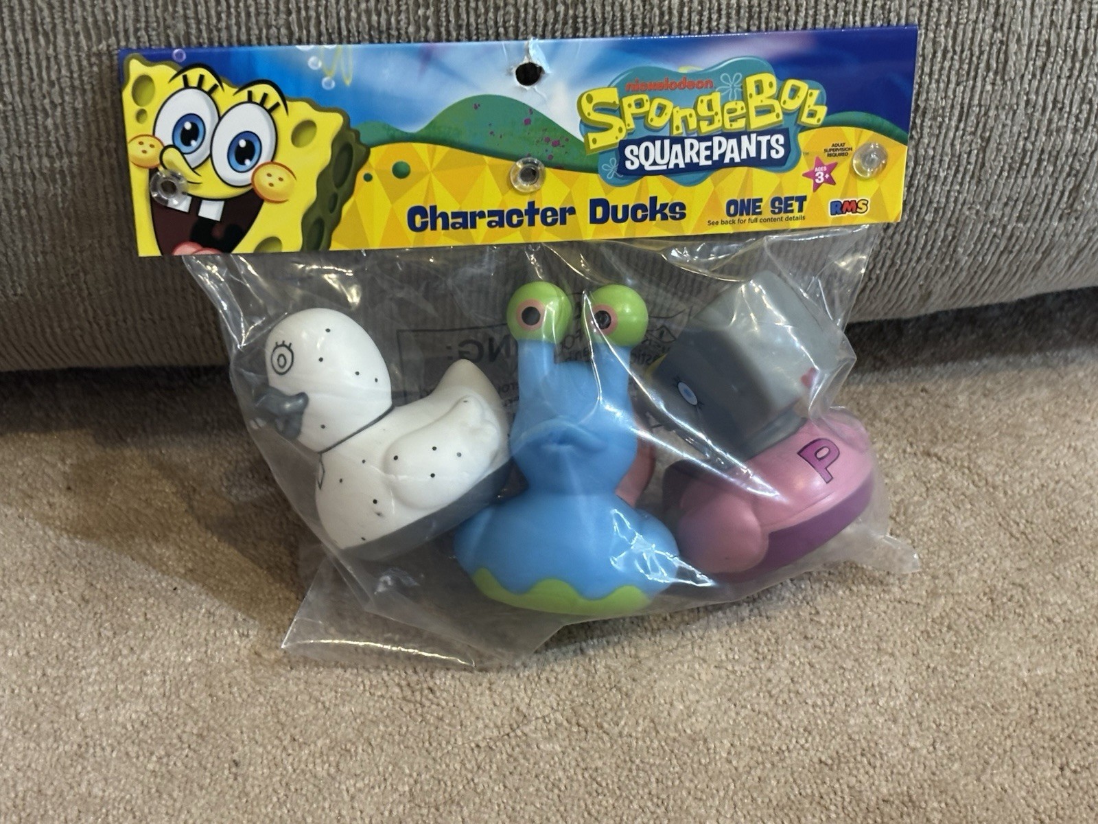 NEW, 3 PACK SPONGEBOB SQUAREPANTS CHARACTER DUCKS, RUBBER DUCKS
