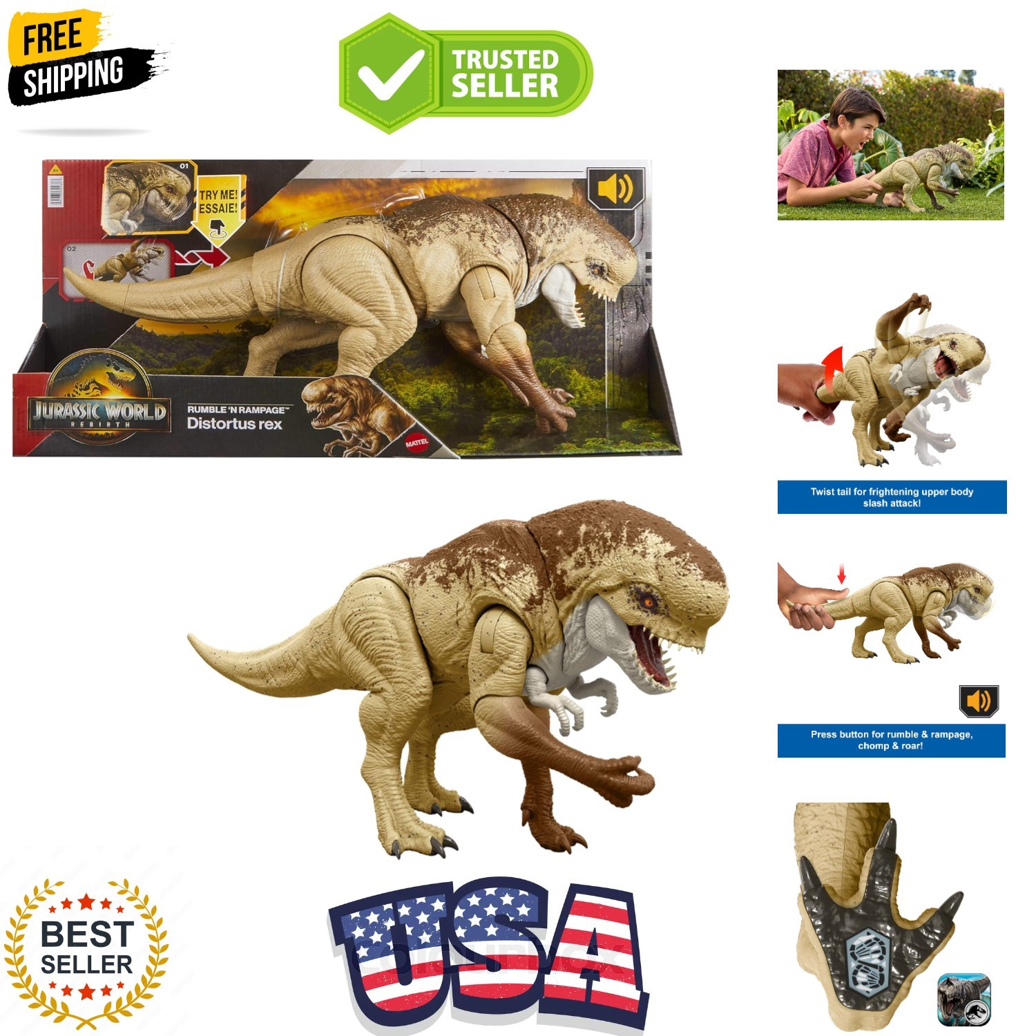 Jurassic World Rebirth Distortus Rex Rumble N Rampage Dinosaur Action Figure …