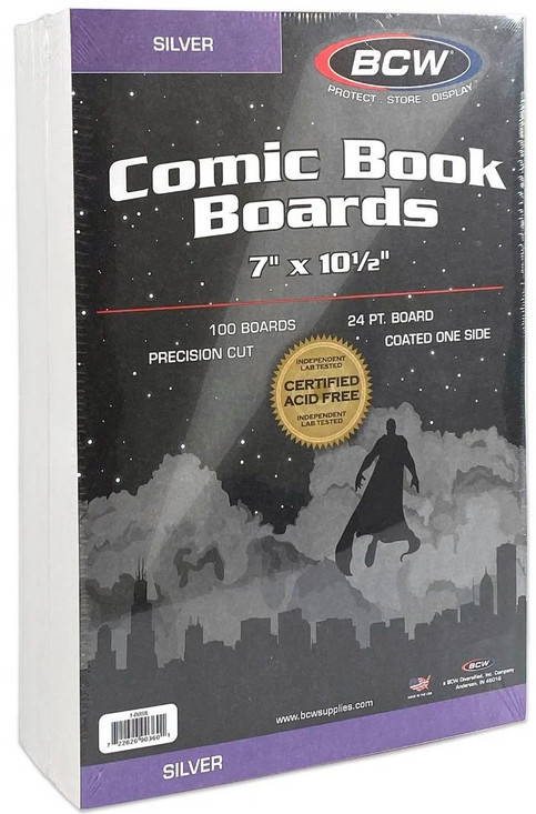 New BCW Silver Comic Book Backing Boards Pack of 100 Acid Free 24 PT, 7&Prime; x 10.5&Prime;