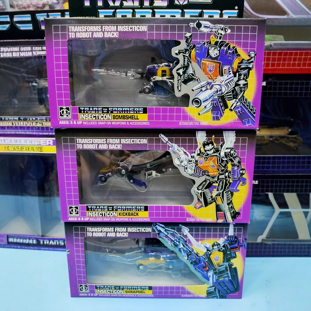 3 Pcs Transformers G1 Insecticon Team Bombshell Shrapnel Kickback Action Figure