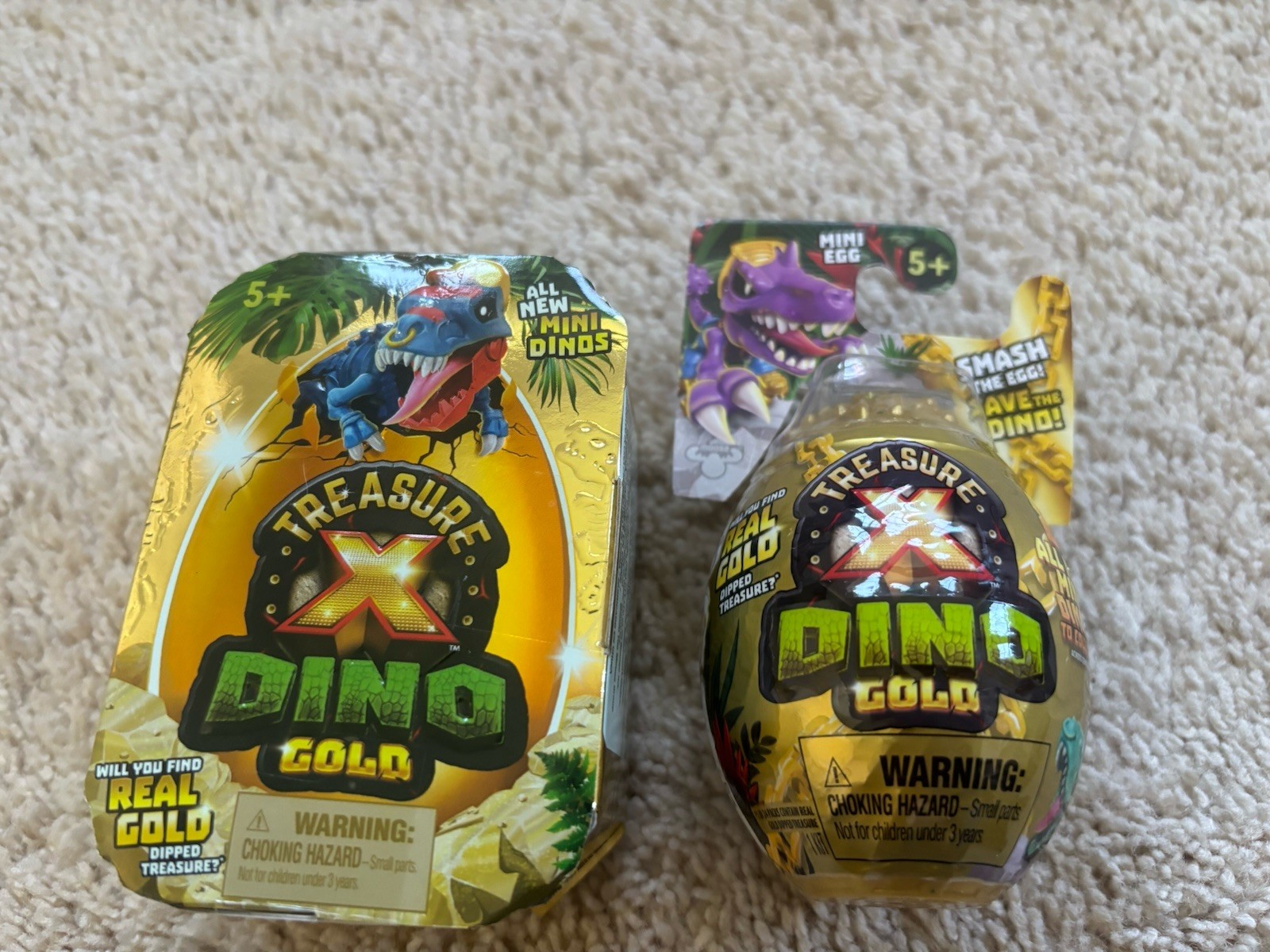 Treasure X Dino: Gold Series Egg Lot of 2 Mini Egg Mini Dino NEW