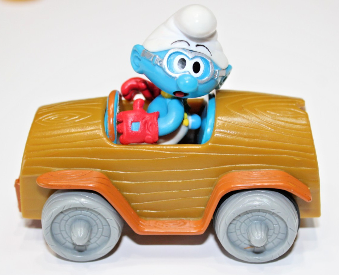 Smurfs Poseable Figure & Car Pull Back Vehicle Smurf Convertible with Stop Sign