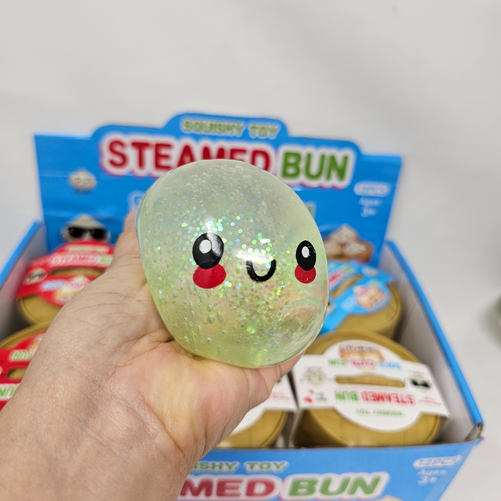 Squishy Glitter Steamed Bun Dumpling Stress Relief Squeeze Toy New 1pc