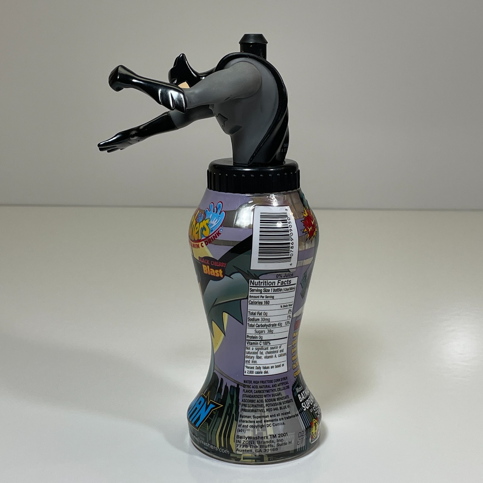 2001 Belly Washers Superman and Batman Poseable 8.5&Prime; Figural 12 oz. Bottles
