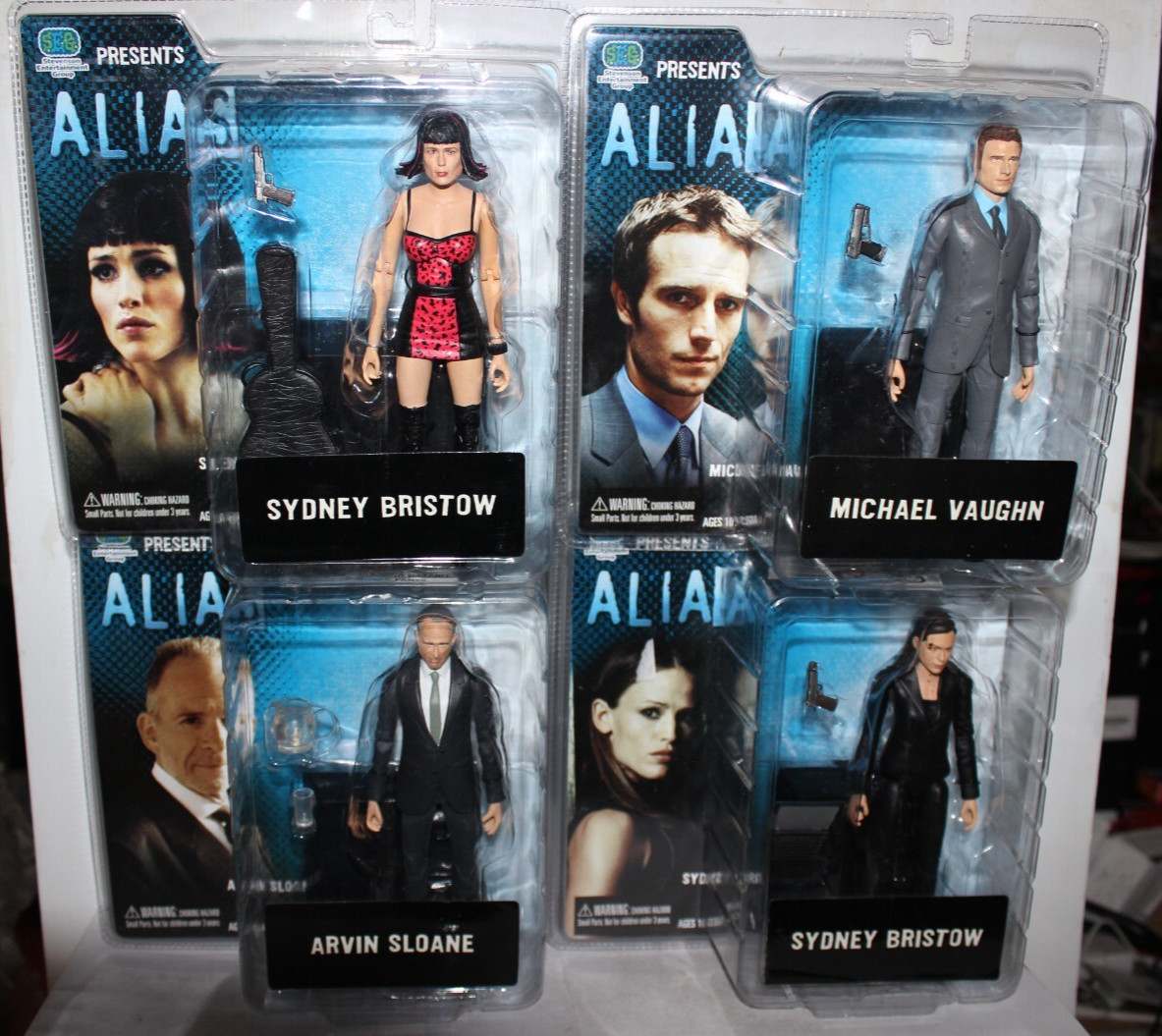 Set of 4 x 2004 Alias action figures Sydney, Arvin & Michael. New ex shop stock