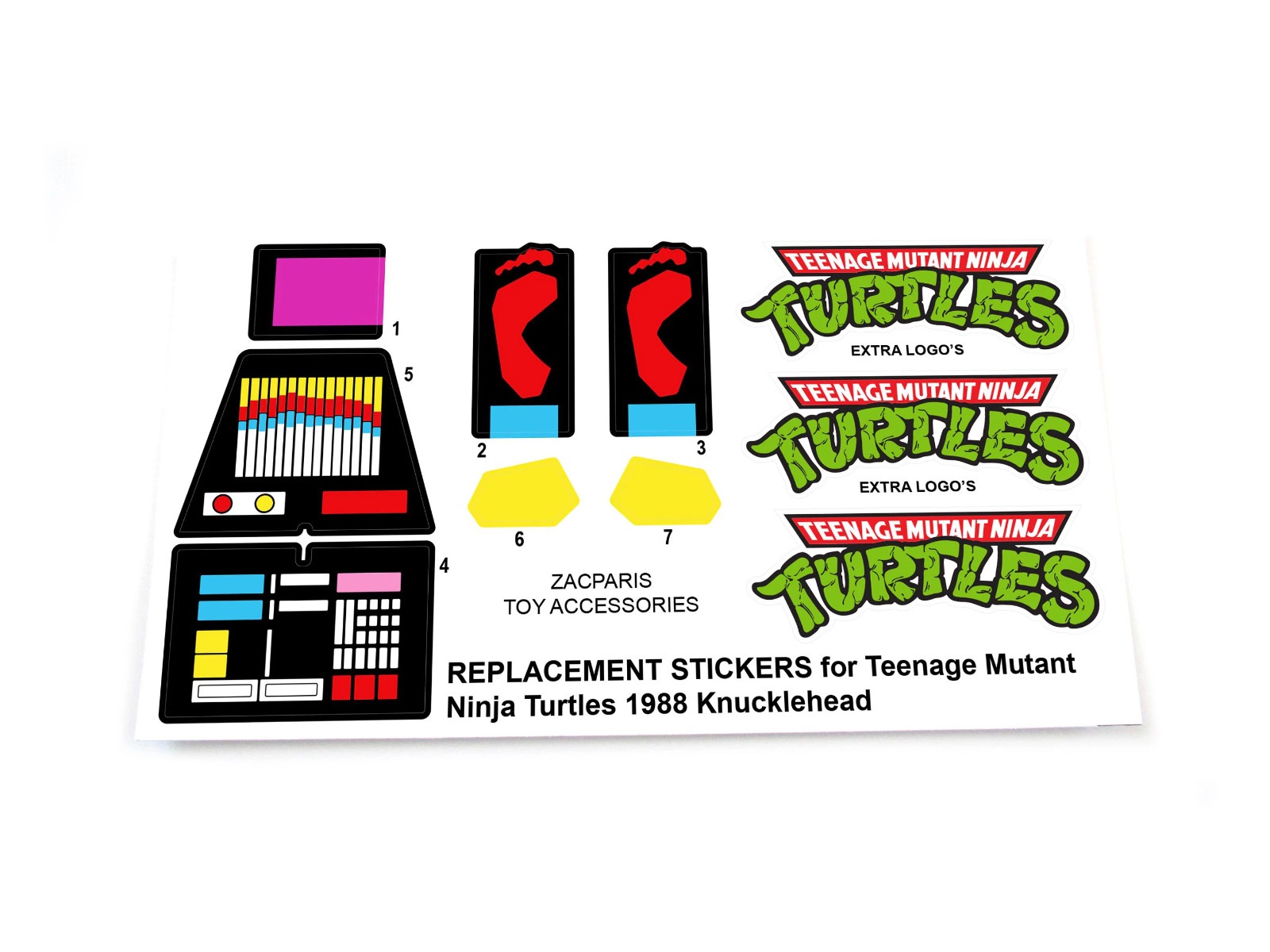 CUSTOM STICKERS for TMNT 1988 Knucklehead Teenage Mutant Ninja Turtles