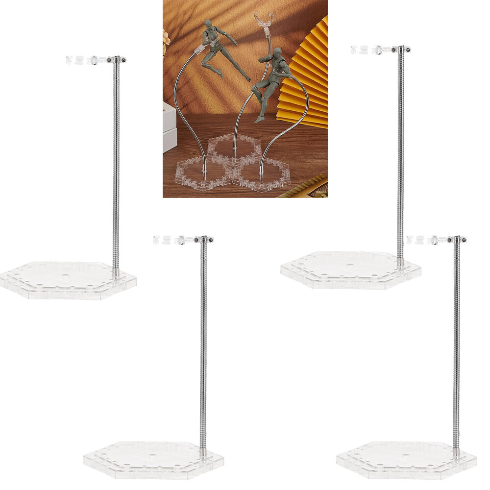 4PCS Action Figure Stand with Adjustable Metal Support Arm, Action Figure Clear
