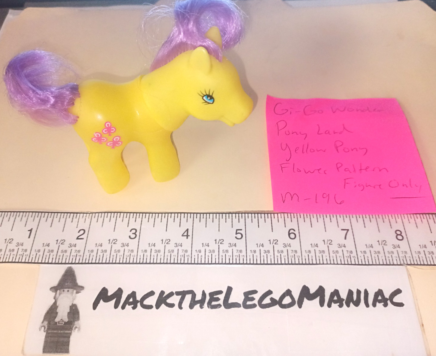 Gi-Go Wonder Pony Land Yellow Pony Figure Horse Purple Pink Hair Flowers
