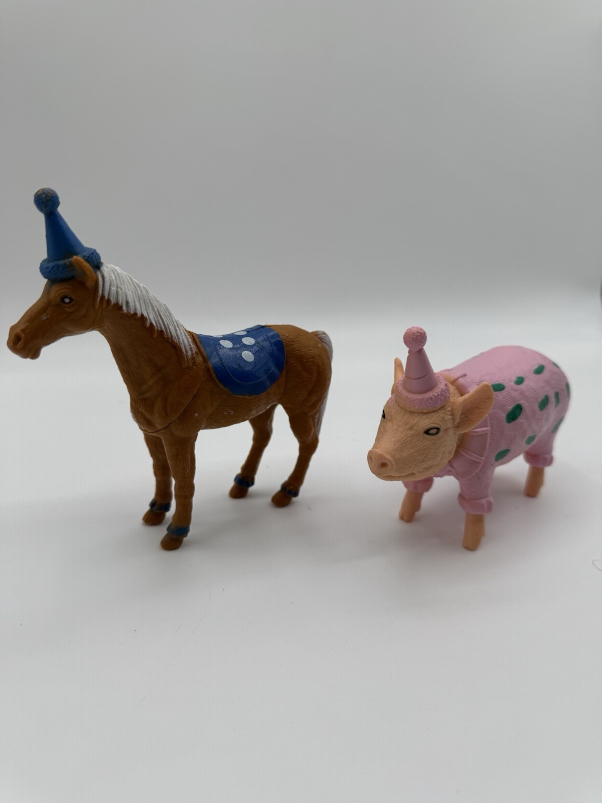 Ankyo Farm Animals With Party Hat Happy Birthday Figures Cake Toppers Lot Of 2
