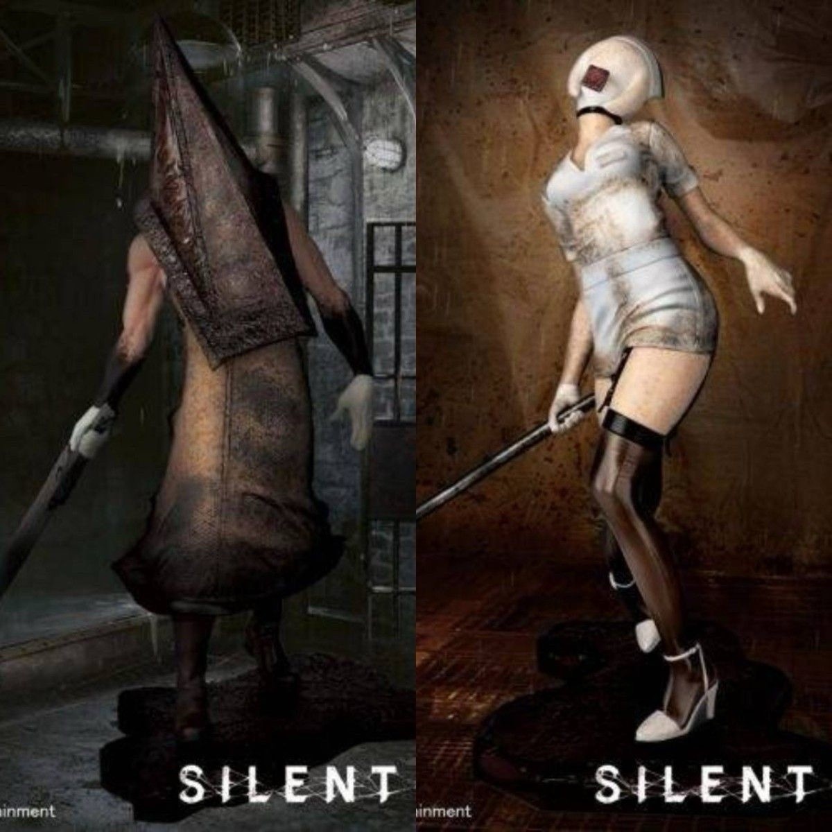 Silent Hill 2 Red Pyramid Thing & Bubble Head Nurse Figure Set Konami