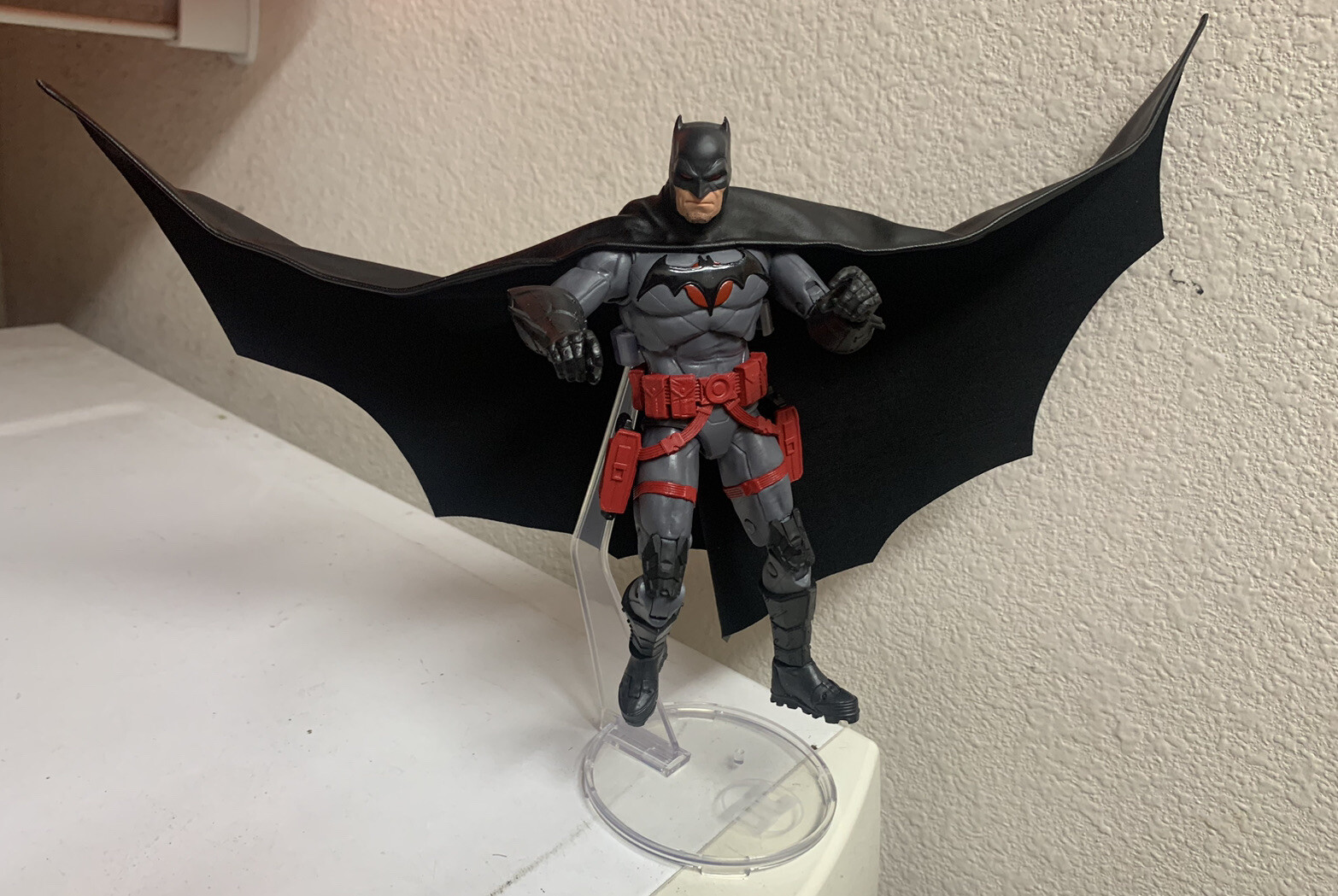 Custom Batman Thomas Wayne Leather Wired Cape 1/12 DC Multiverse NOT FIGURE