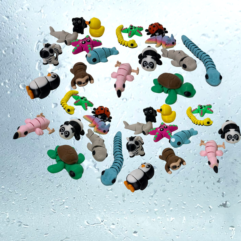 Mini 3D Printed Animals 1&Prime; Figures Set of 20 | Random Safari Sea Zoo Toy Collect