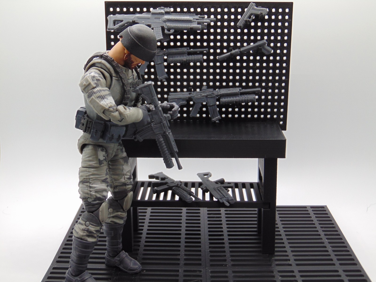 Custom 1:12 Modular 4x Sci-Fi Flooring Grille Tiles Diorama Prop 6&Prime; Figures BLK