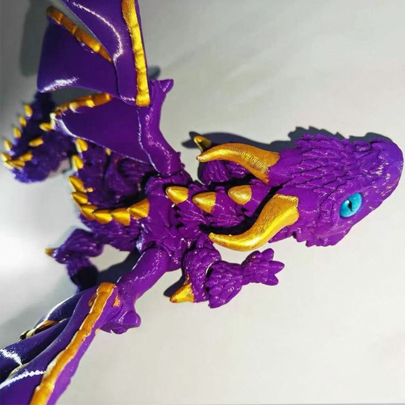 3D Printed Crystal Dragon Flexible Articulated Dragon Fidget Toys Desktop Decor