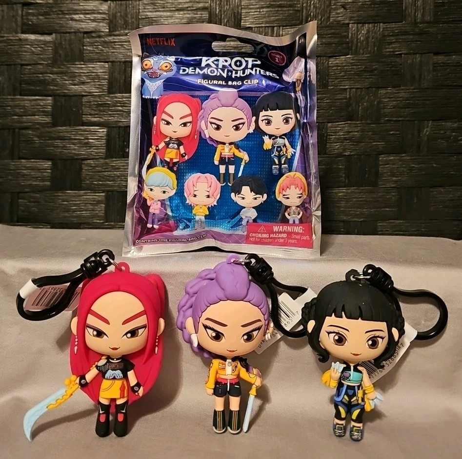 Official Netflix K-POP Demon Hunters Figural Bag Clip Set of 3 MIRA, RUMI, ZOEY