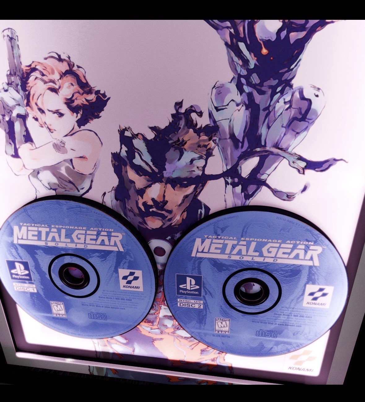 Konami Metal Gear Solid PS1 2Disc Framed Display Shadow Box RGB LED Remote 11×14