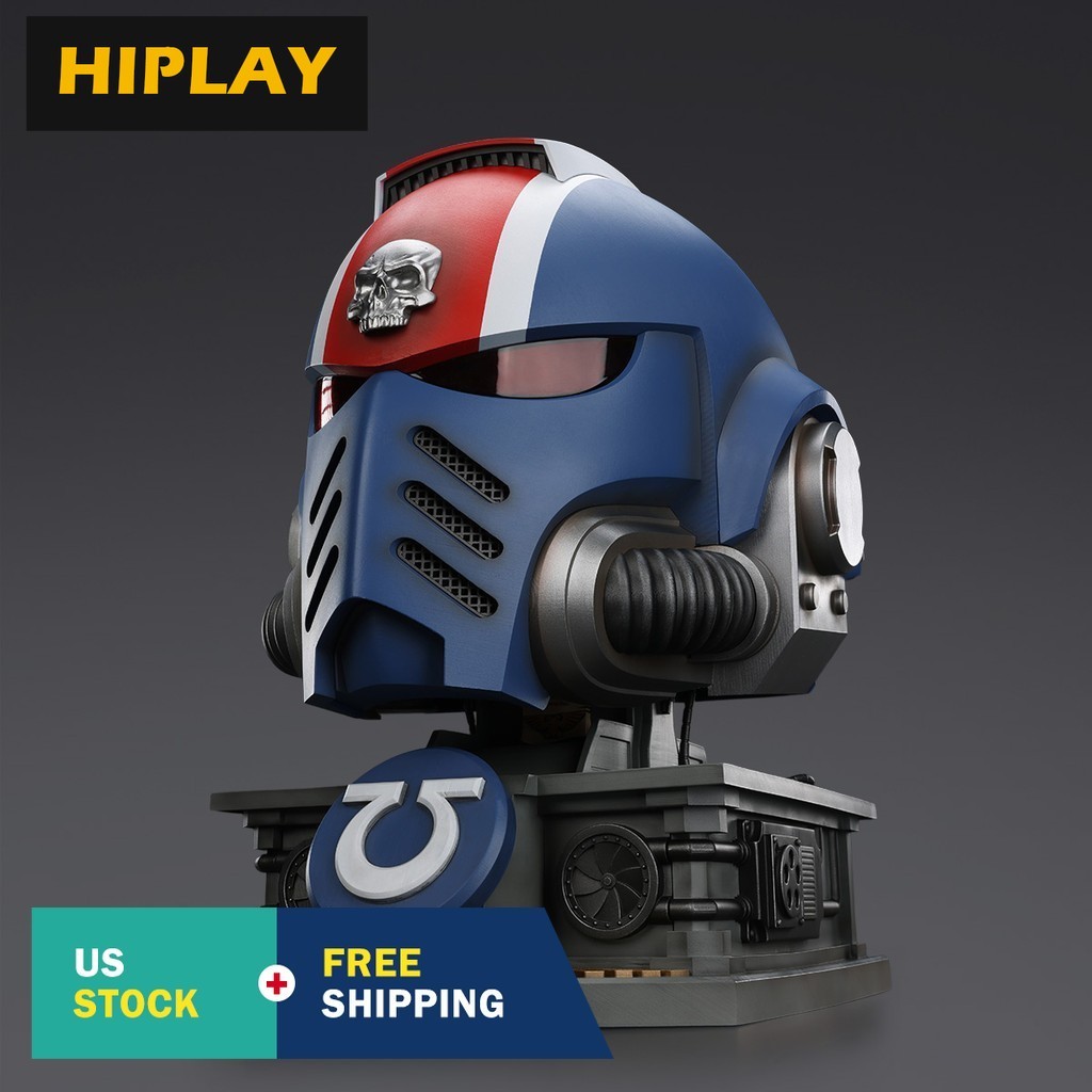 HIPLAY JOYTOY Warhammer Ultramarines Lieutenant Titus&rsquo; MKX Helmet &Display Stand