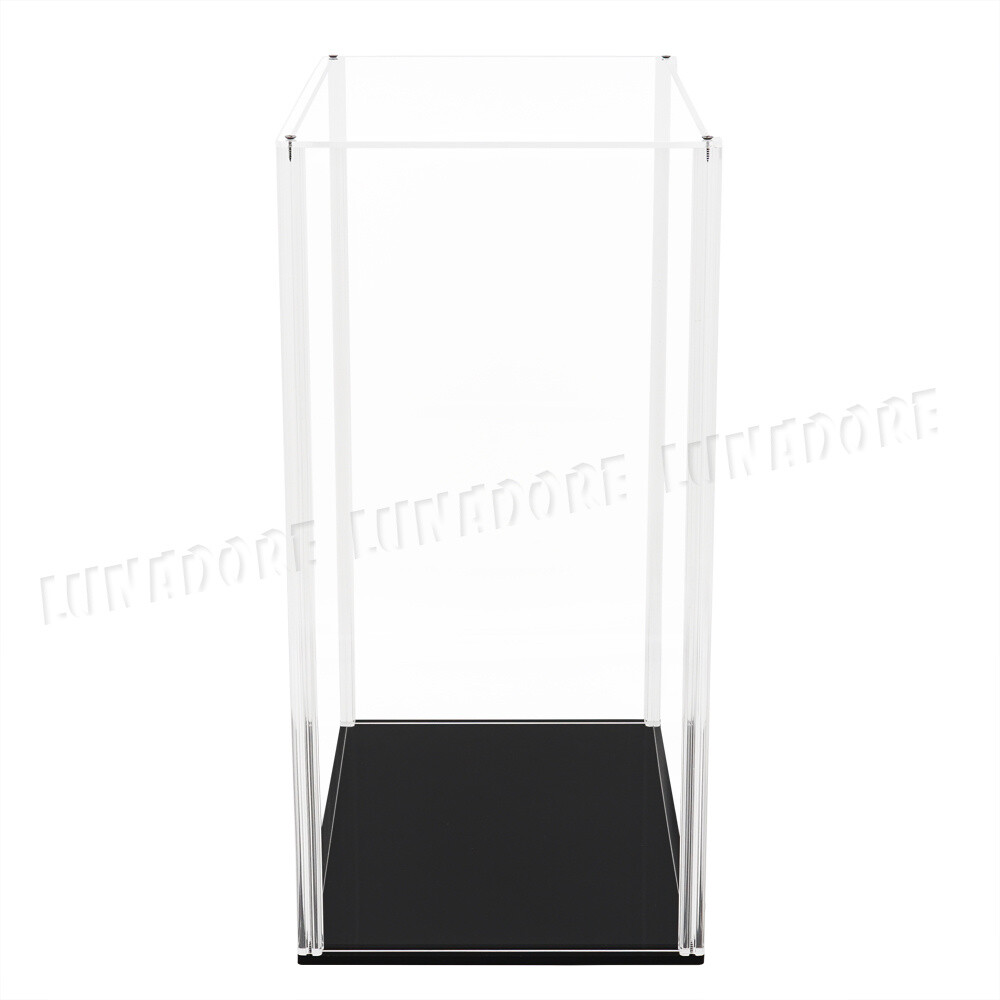 US Acrylic Display Case 16&Prime; H Self-Install Perspex Big Box Black Base Dustproof