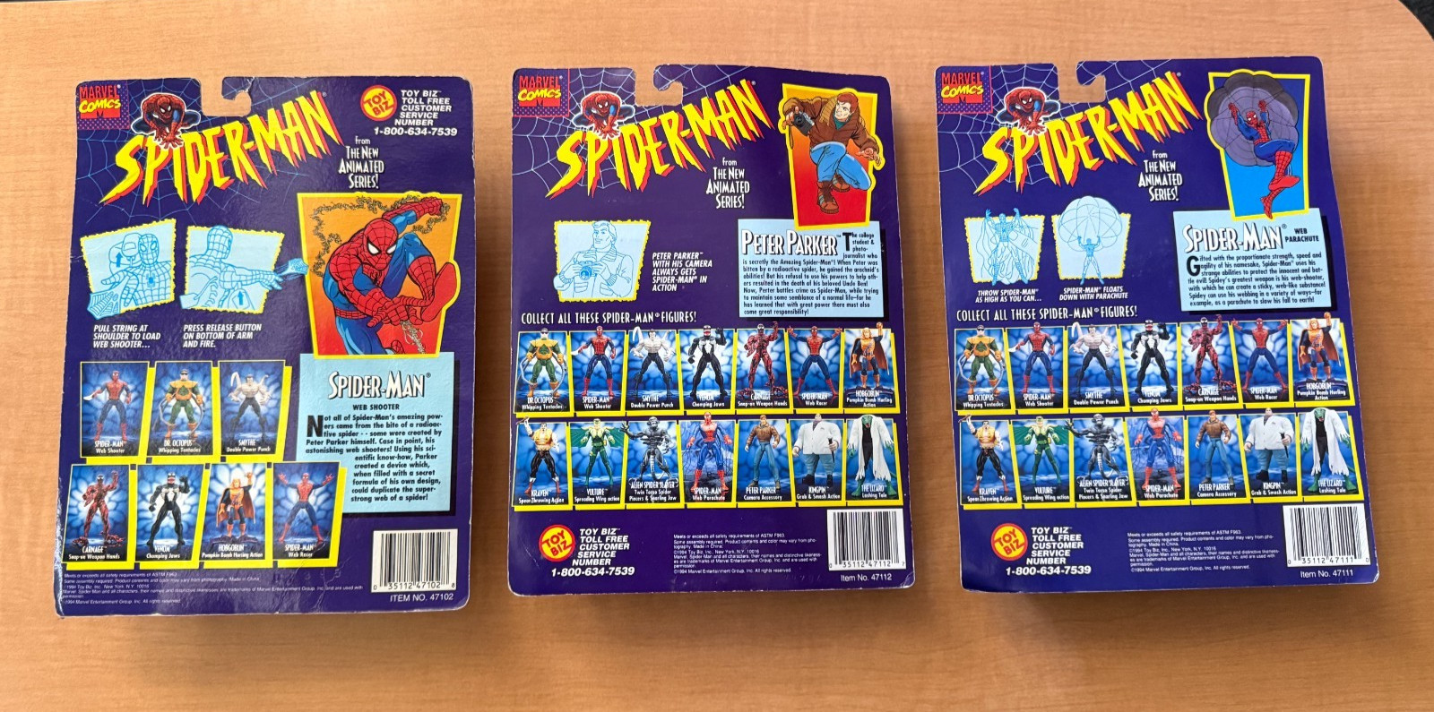 Spider-Man, The Animated Series, Peter Parker Action Figures Lot Of 3 NEW