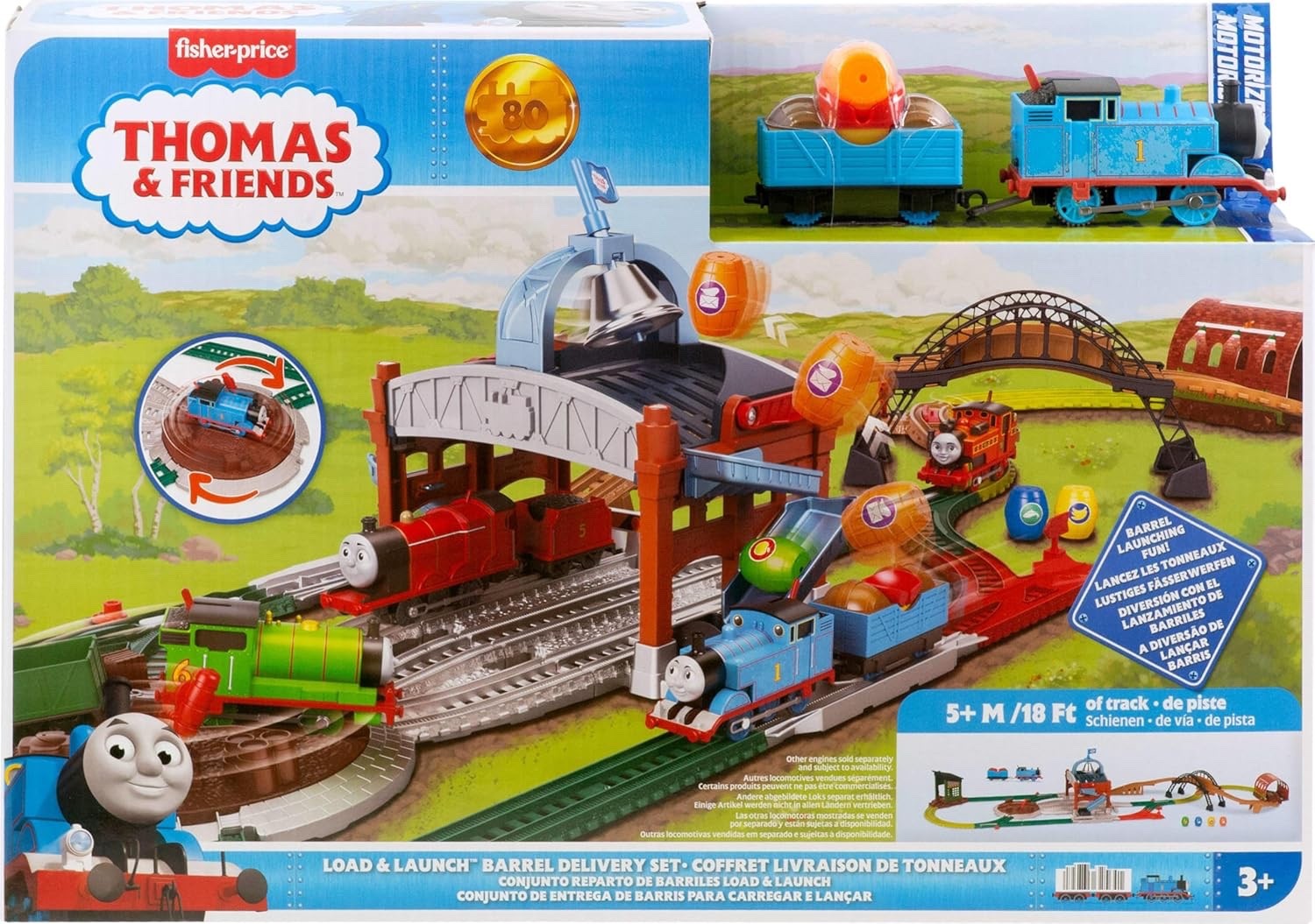 Thomas & Friends Motorized Toy Train Set Load & Launch Barrel Delivery Play NEW